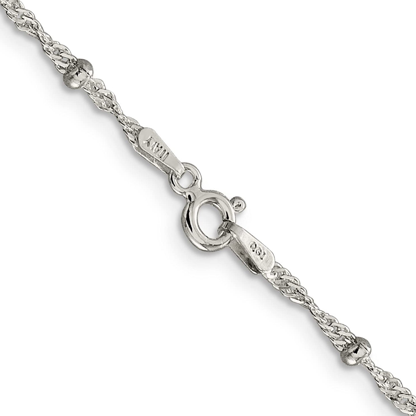 Sterling Silver 2.5mm Singapore w/ Beads Chain Anklet