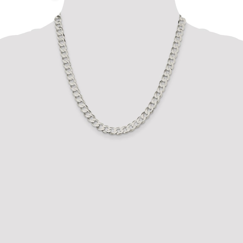 Sterling Silver 7.5mm Flat Curb Chain 20 Inches