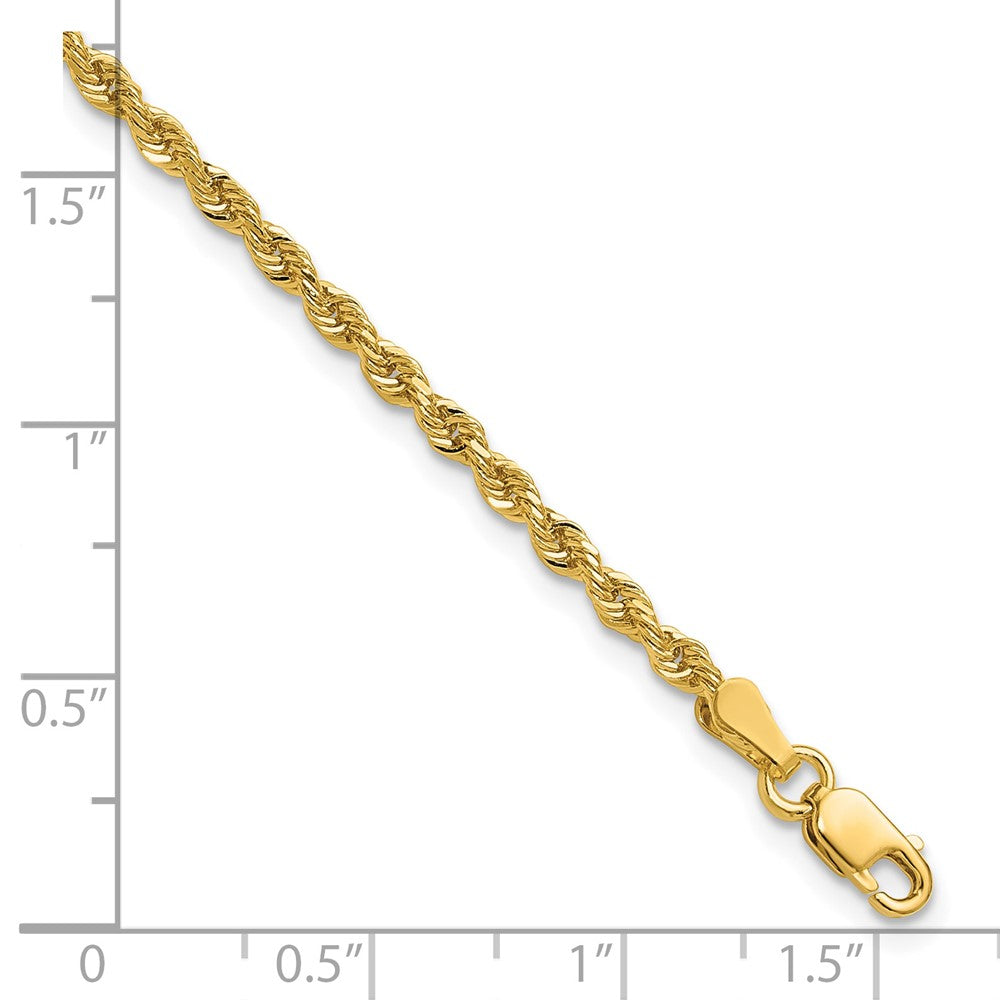 14K 9 inch 2.25mm Diamond-cut Rope with Lobster Clasp Anklet