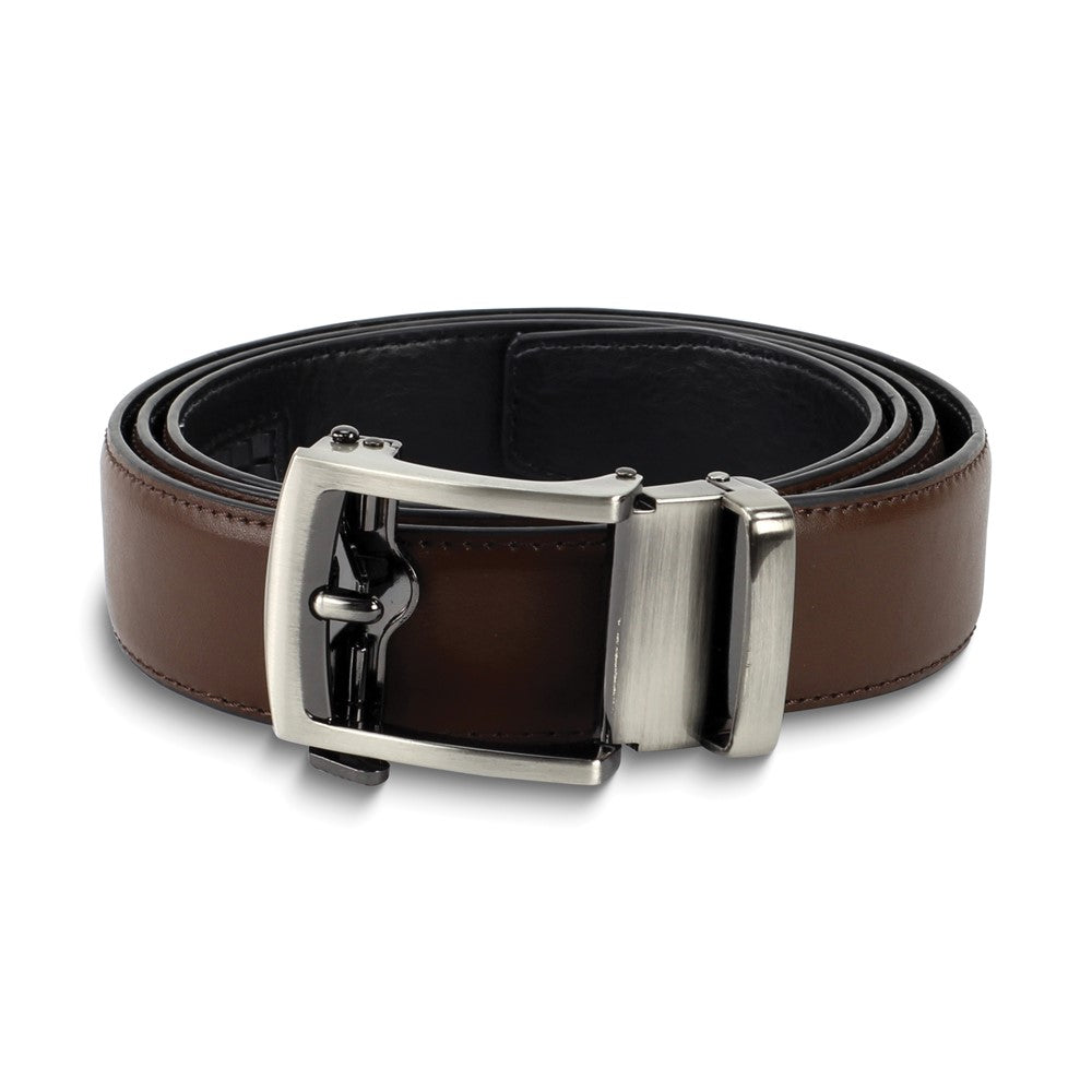 Brown Vegan Leather Comfort Fit Ratchet Belt Adjusts From 28 to 48 Inches