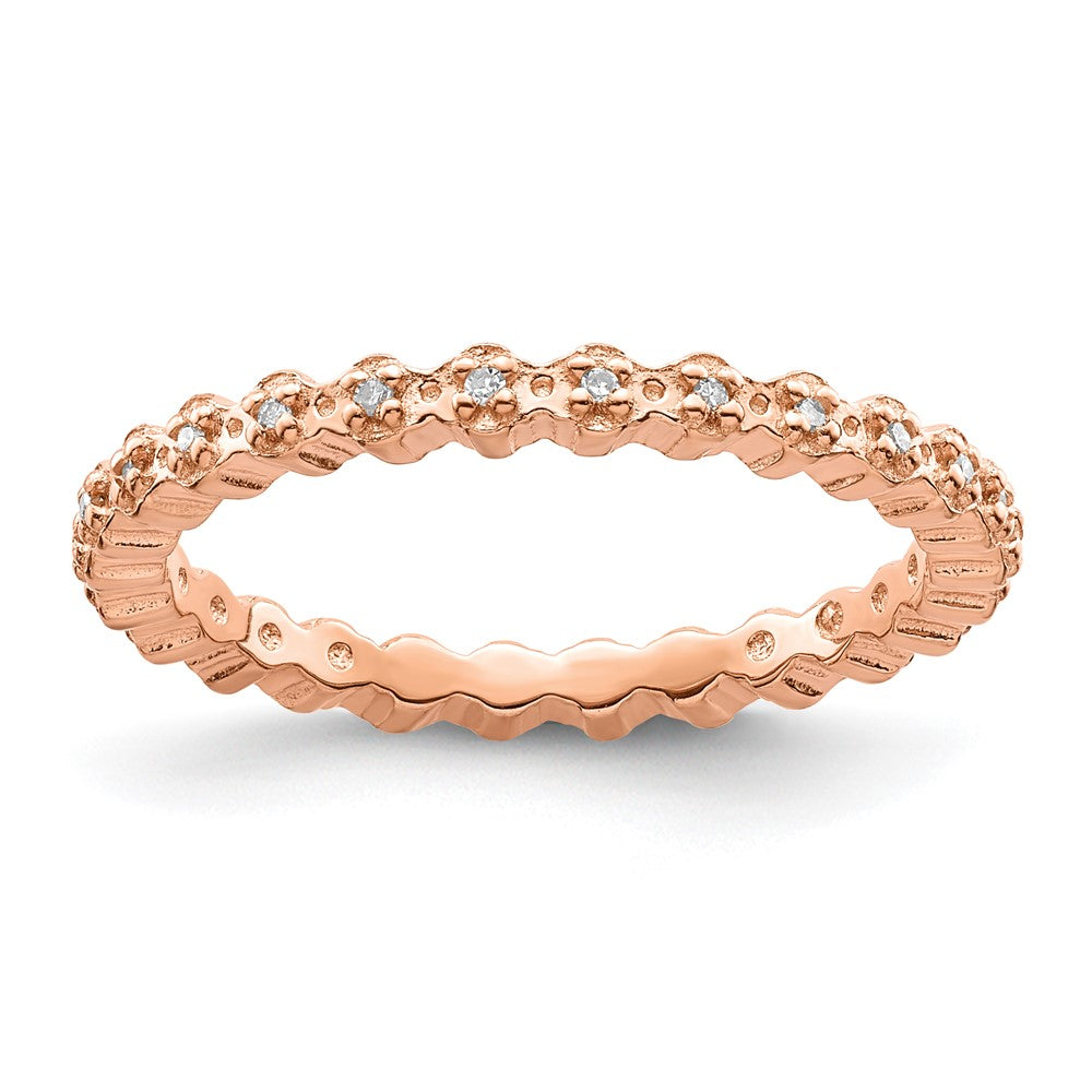 Sterling Silver Stackable Expressions Diamond Pink-plated Ring Size -6