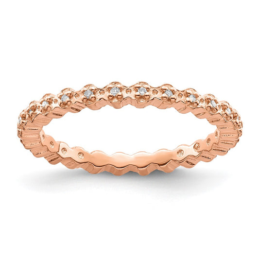 Sterling Silver Stackable Expressions Diamond Pink-plated Ring Size -6