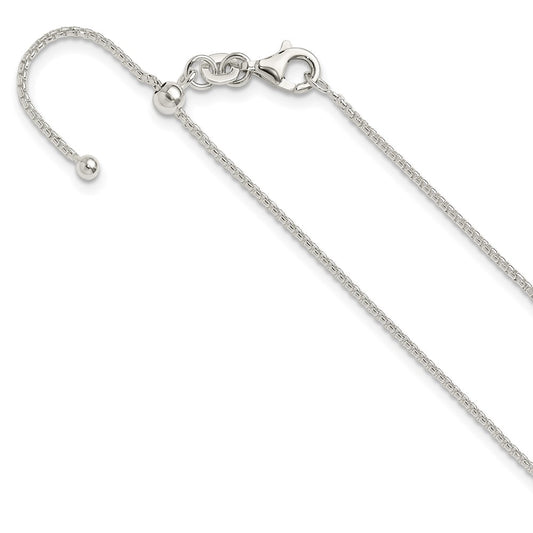 Sterling Silver Polished Adjustable Necklace 24 Inches