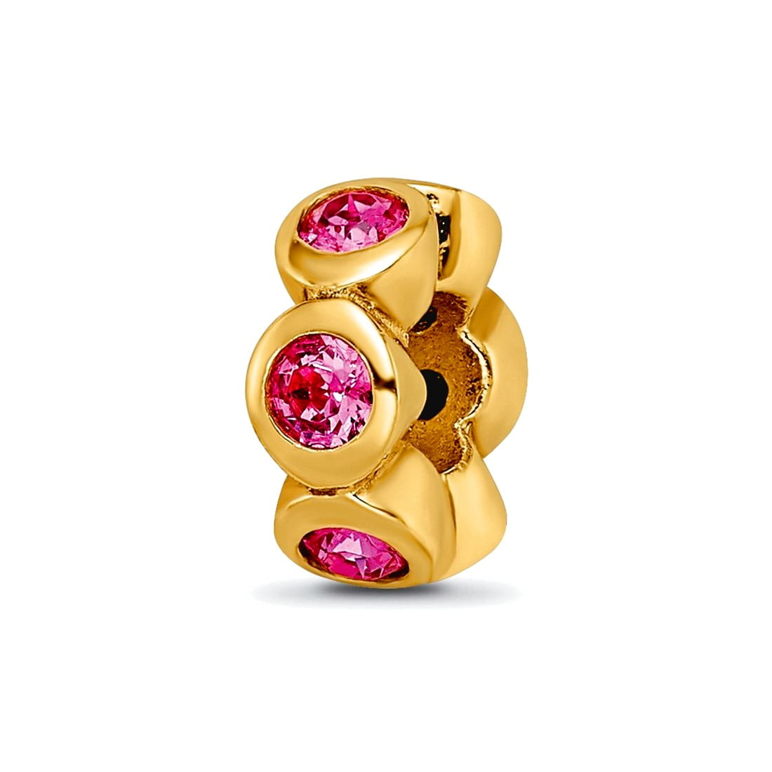 Sterling Silver Gold-plated Reflections Oct Pink Preciosa Crystal Bead