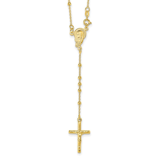 Sterling Silver Gold-plated Polished Bead Rosary 18 inch Necklace 18 Inches