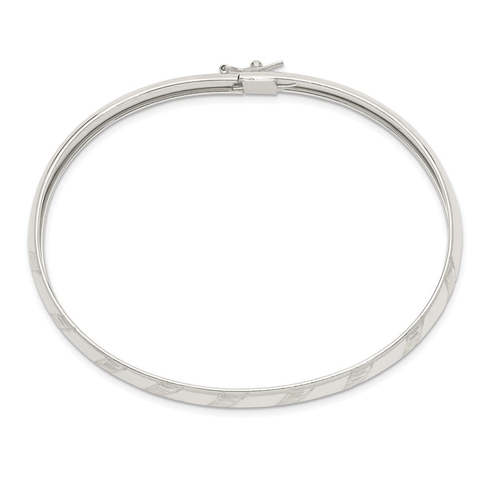 Sterling Silver 7mm Diamond-cut Flexible Bangle 6.5 inches