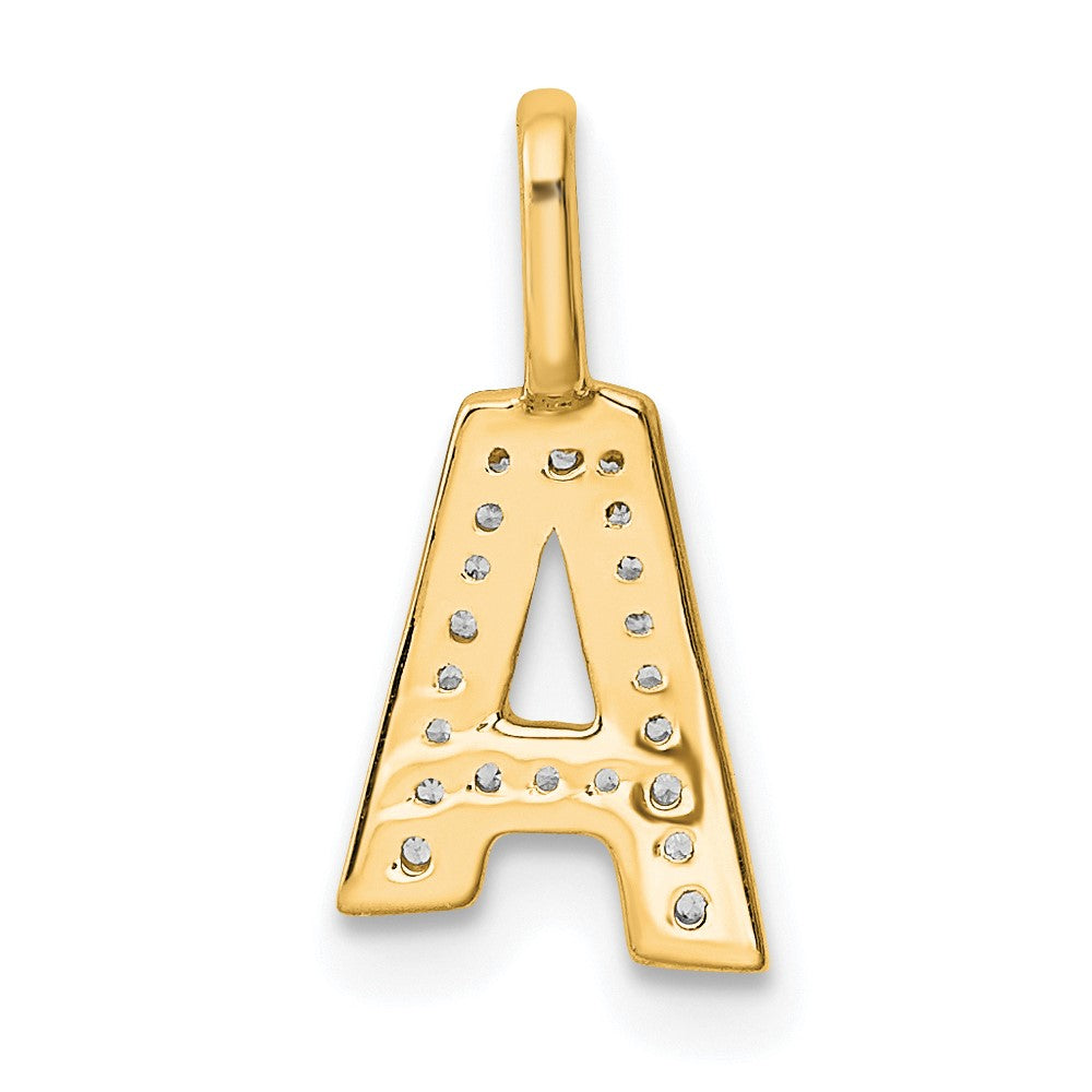 14K Gold Diamond Letter A Initial Pendant