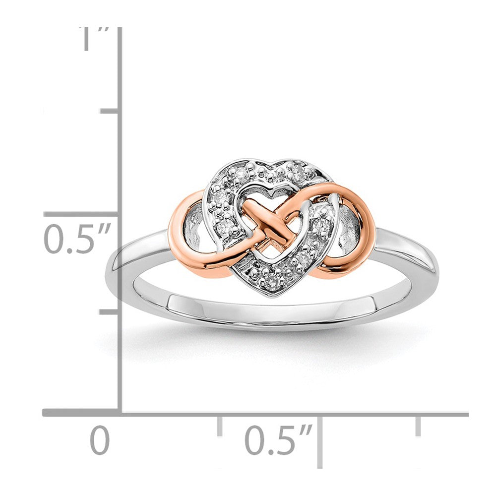 10K Two Tone Diamond Infinity with Heart Ring