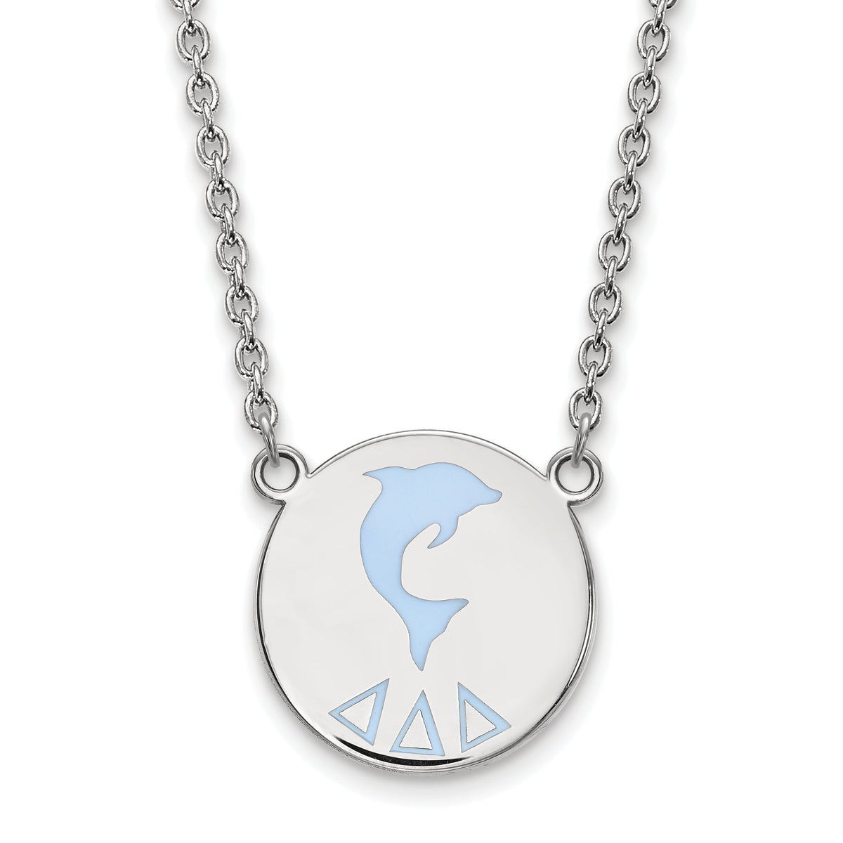 Sterling Silver 18in Official Licensed Greek Sororities Delta Delta Delta (???) Small Enamel Pendant w/Necklace