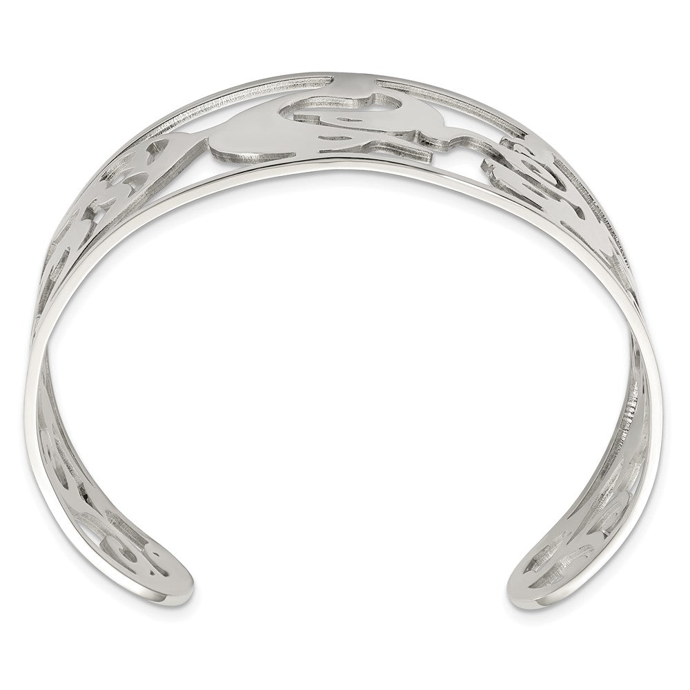 Stainless Steel Polished Dolphins Cuff Bangle 7 inches