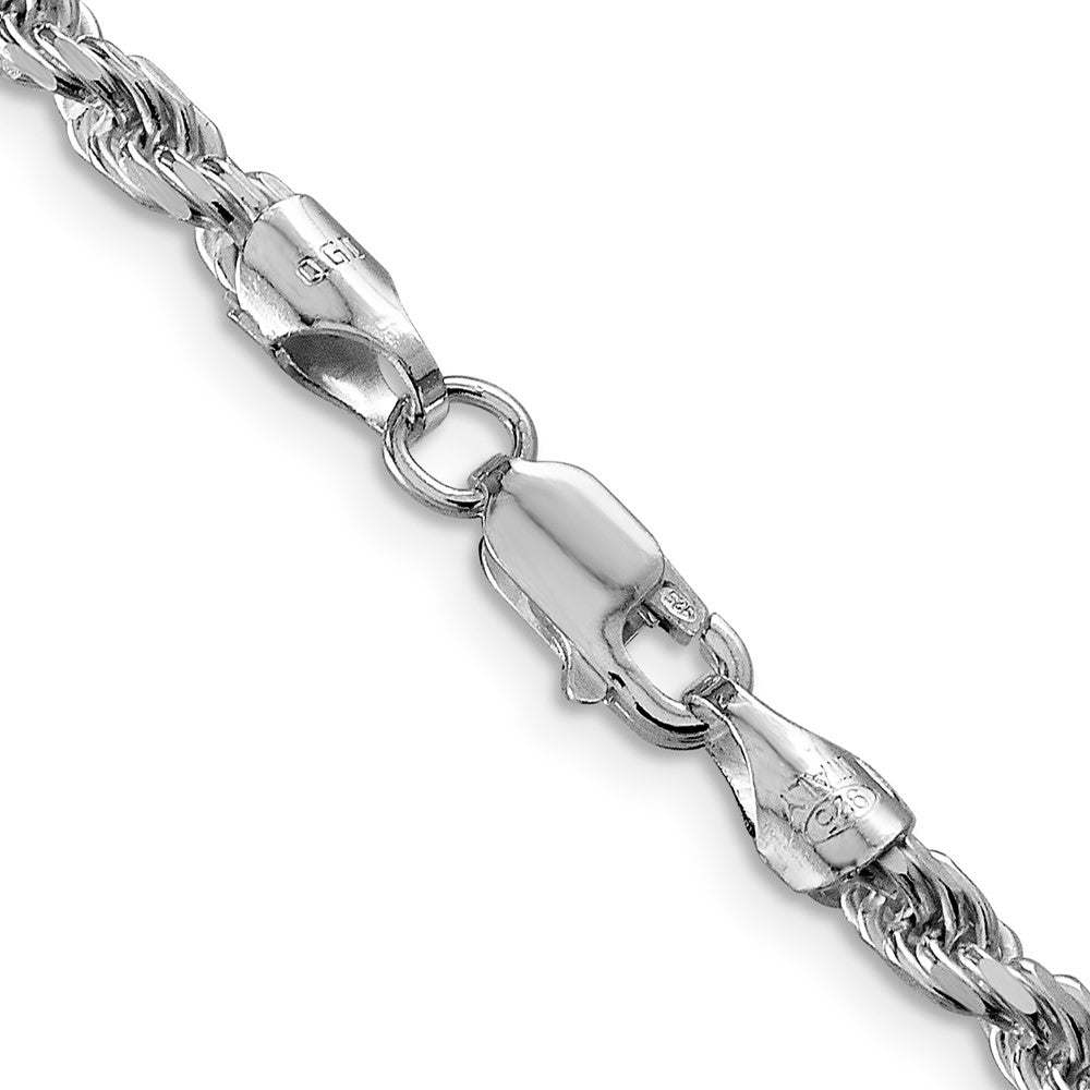 Sterling Silver Rhodium-plated 3.75mm Diamond-cut Rope Chain 26 Inches