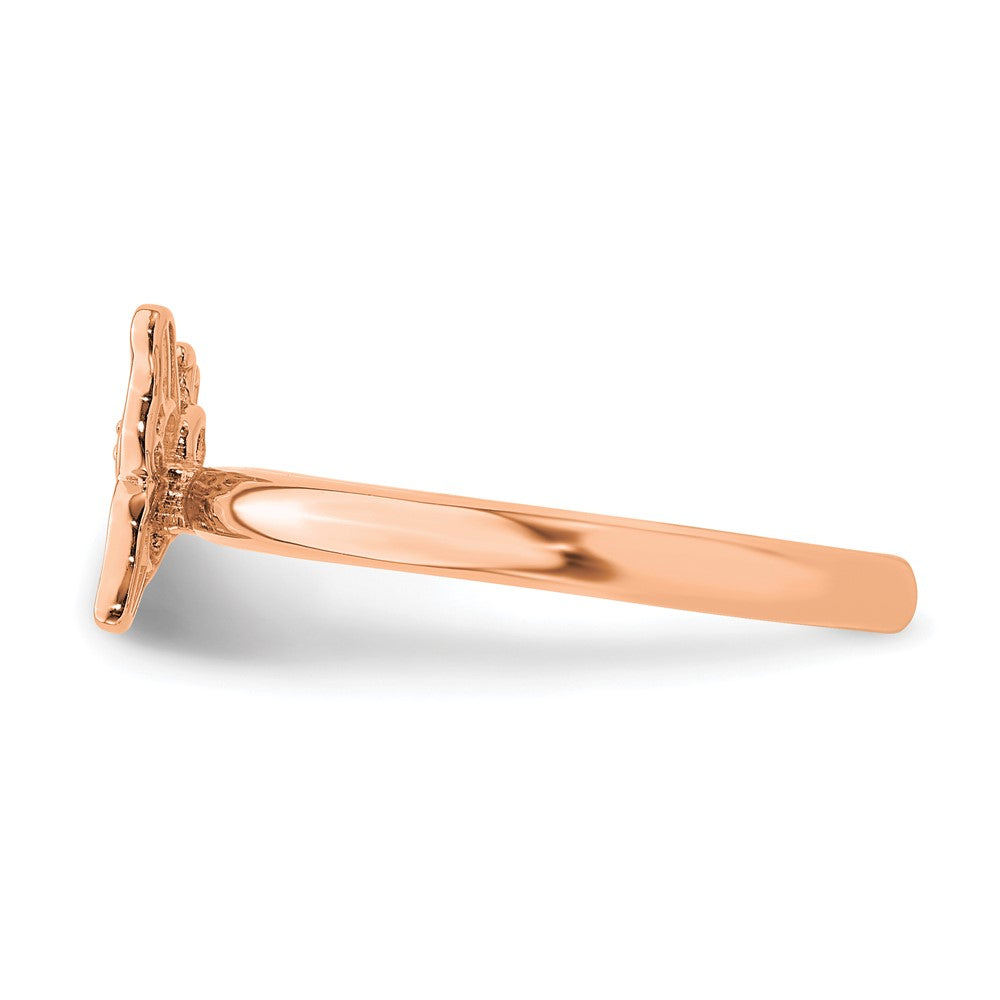 SS Stackable Expressions Rose Gold-plated Butterfly w/Diamond Ring Size -7
