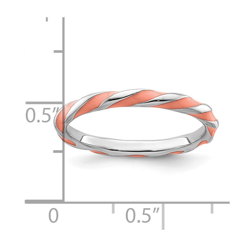 Sterling Silver Stackable Expressions Twisted Pink Enameled Ring Size -10