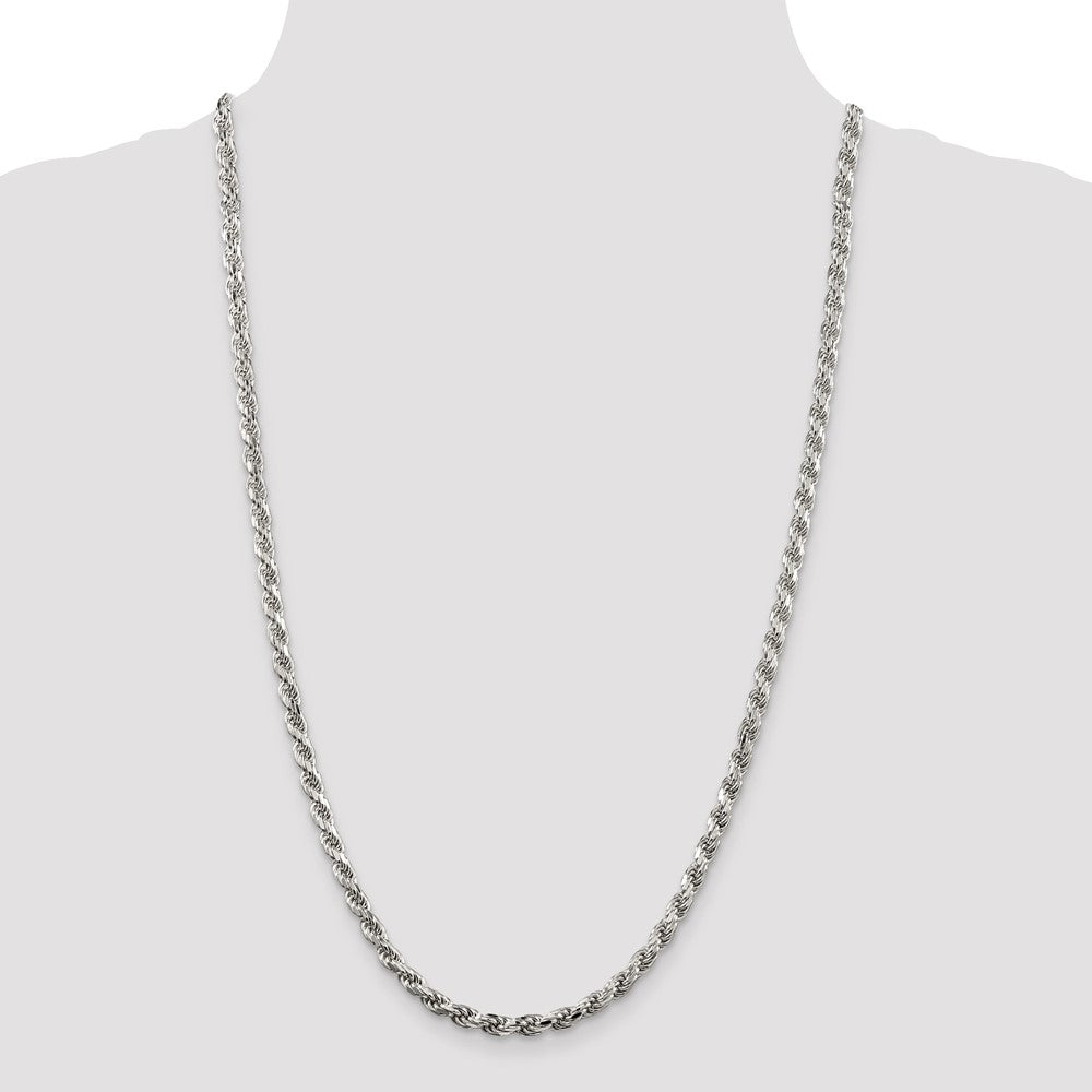 Sterling Silver 4.6mm Diamond-cut Rope Chain 28 Inches