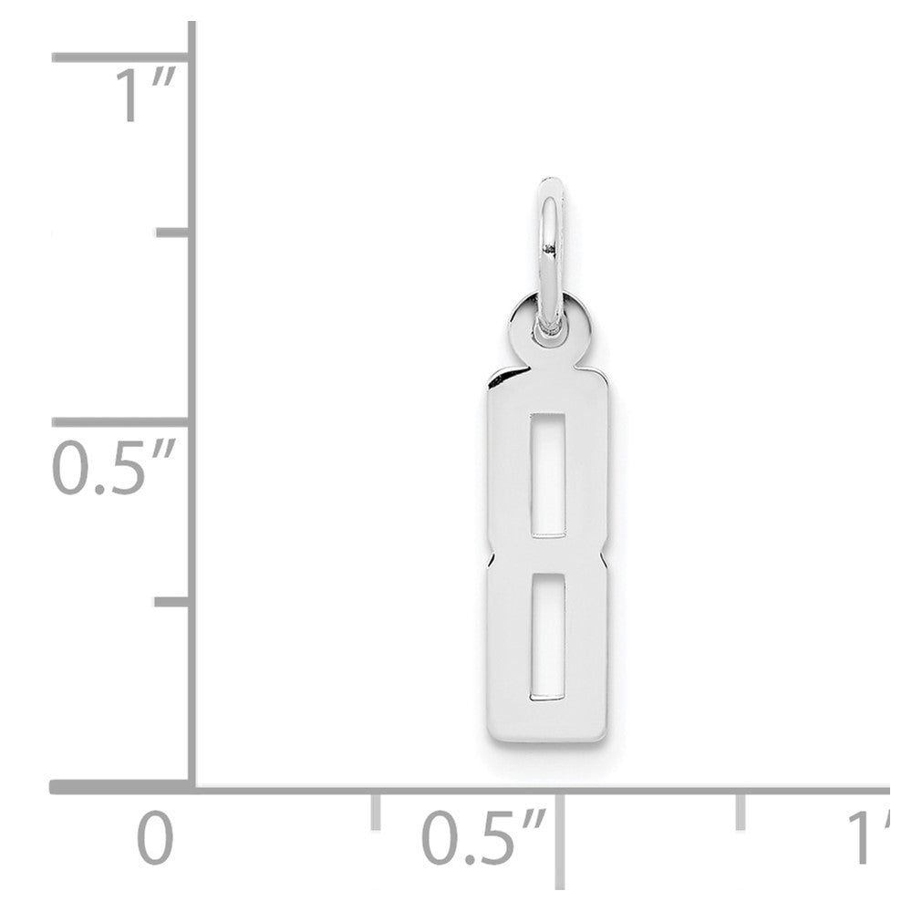 Sterling Silver/Rhodium-plated Elongated Polished Number 8 Charm