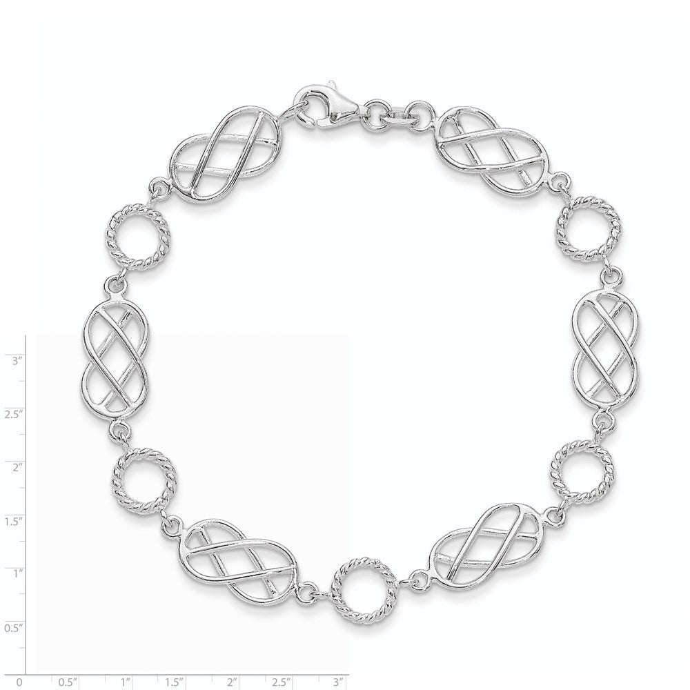 Sterling Silver Pretzel Circle Bracelet 7.25 inches