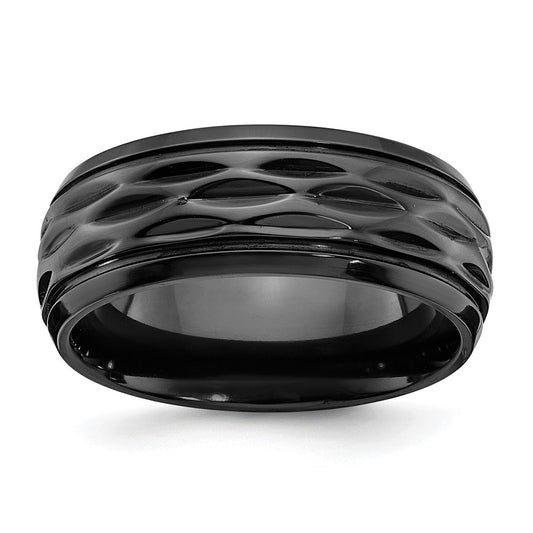 Black Zirconium Polished and D/C 8mm Band Size - 13