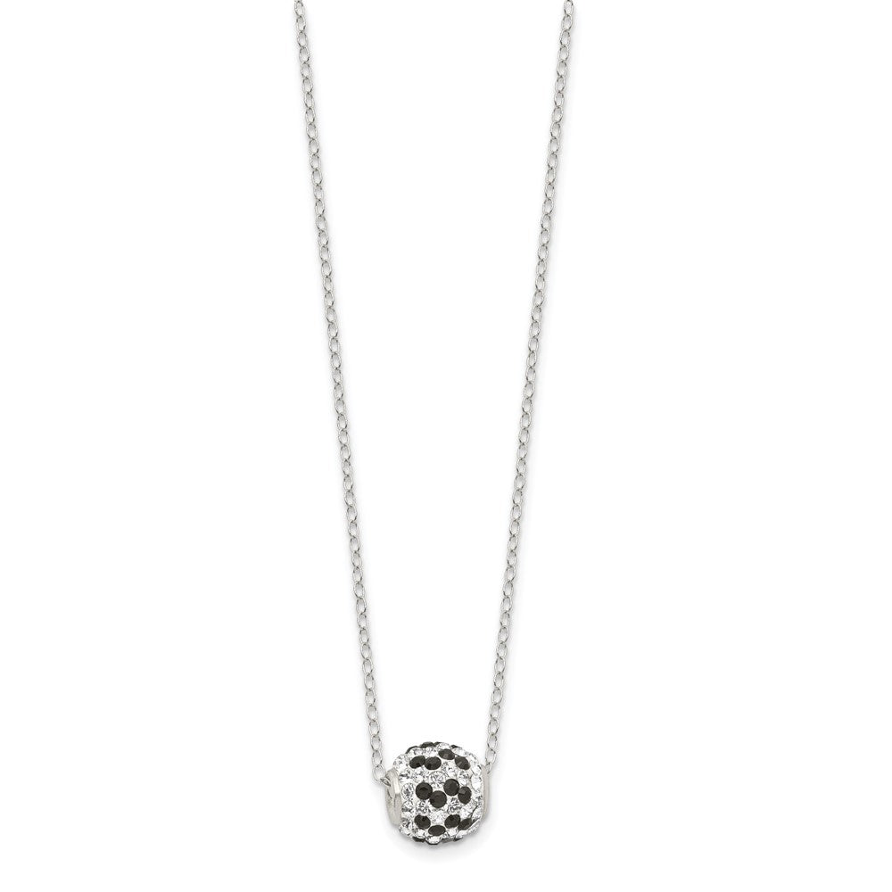 Sterling Silver Rhodium-plated Black and White Stellux Crystal Necklace 18 Inches