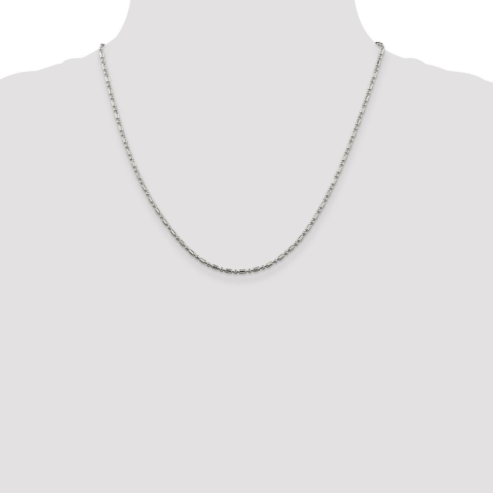 Sterling Silver 2mm Fancy Beaded Chain 20 Inches