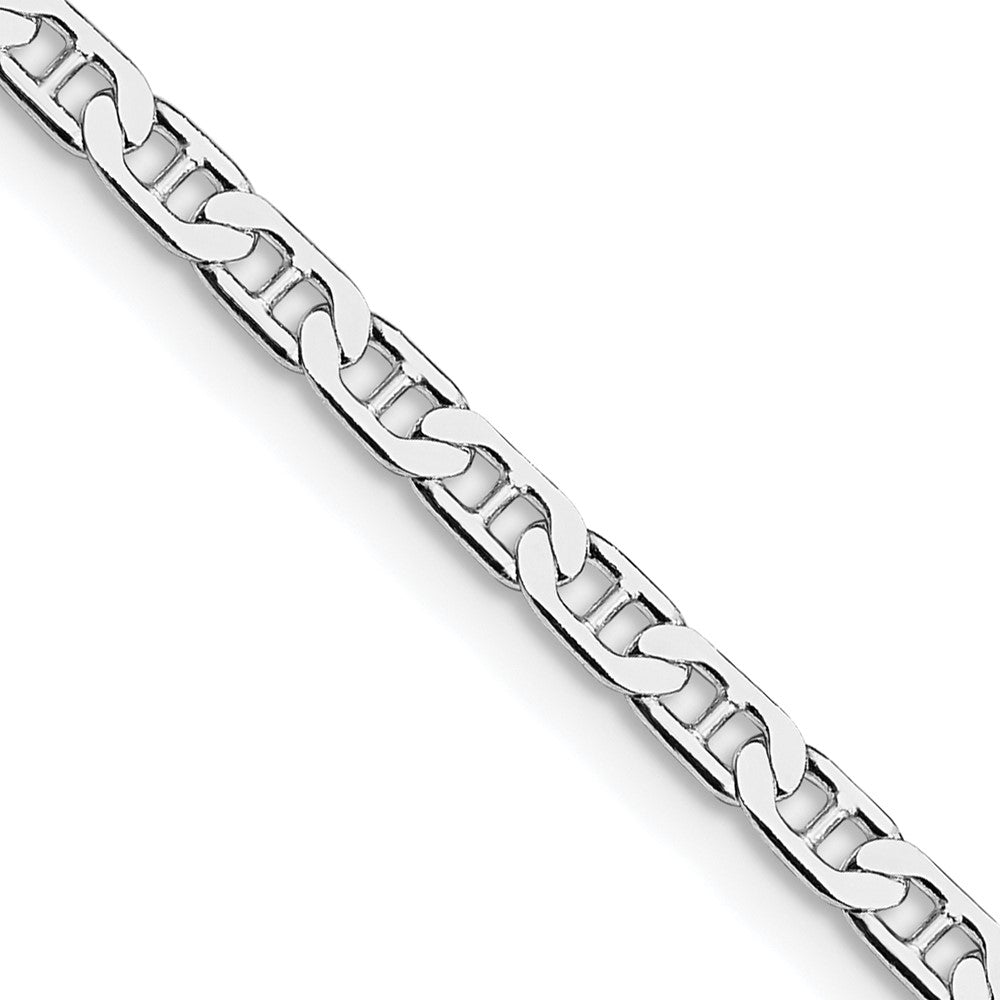 Sterling Silver Rhodium-plated 3mm Flat Anchor Chain 22 Inches