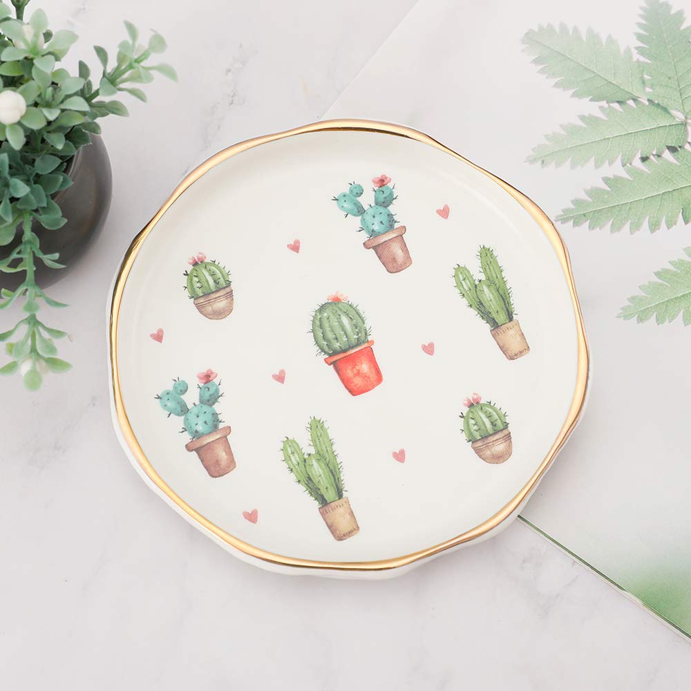 Cacti Ceramic Trinket Plate and Decorative Jewelry Dish