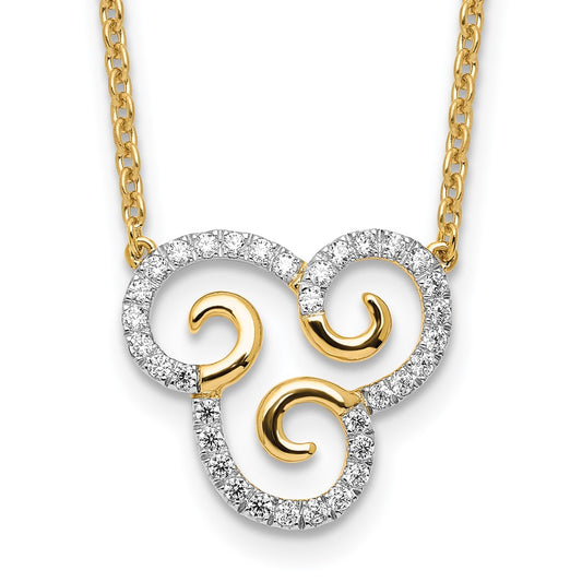 14k 1/4 carat Lab Grown Diamond VS/SI+ G+ Swirls 18 inch Necklace
