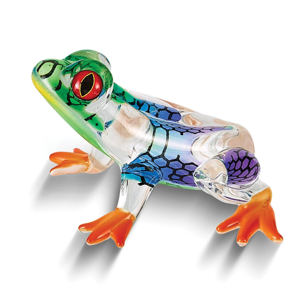 Glass Baron Island Hopper Frog Rainbow Figurine
