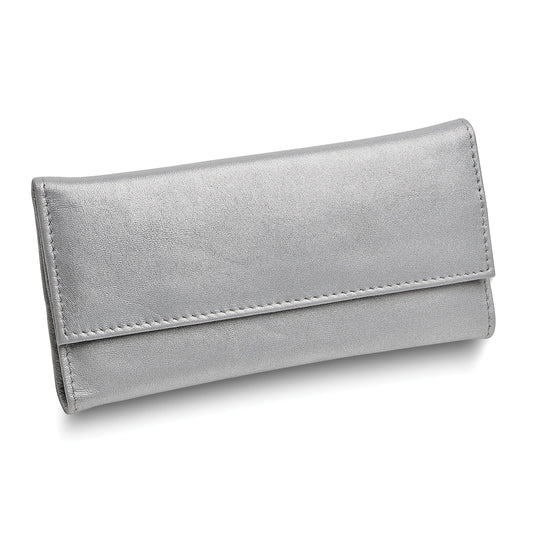 Silver Leather Magnetic Closure Slim Jewelry Wallet GM17713