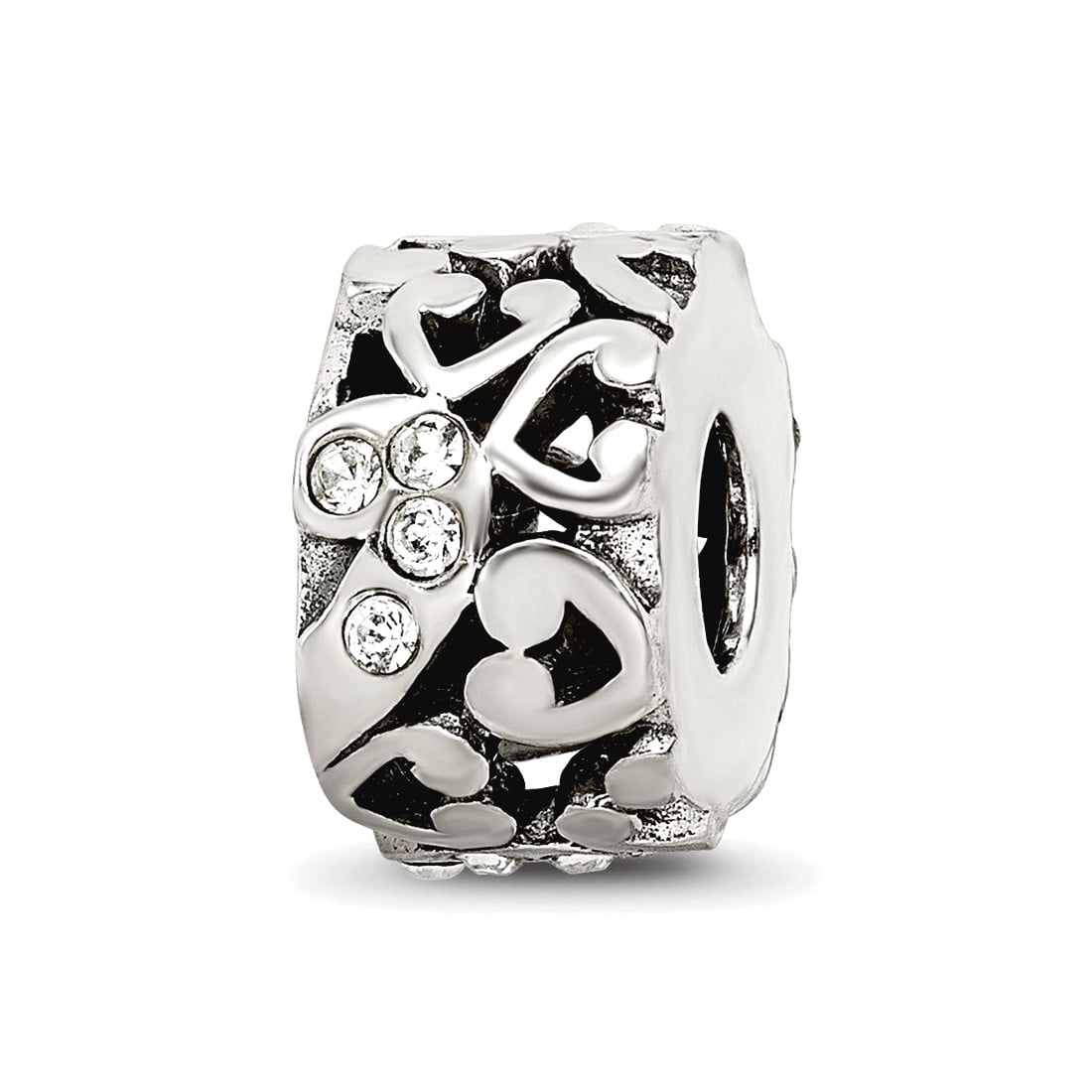 Sterling Silver Reflections Preciosa Crystal and Hearts Bead