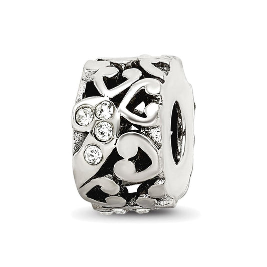 Sterling Silver Reflections Preciosa Crystal and Hearts Bead