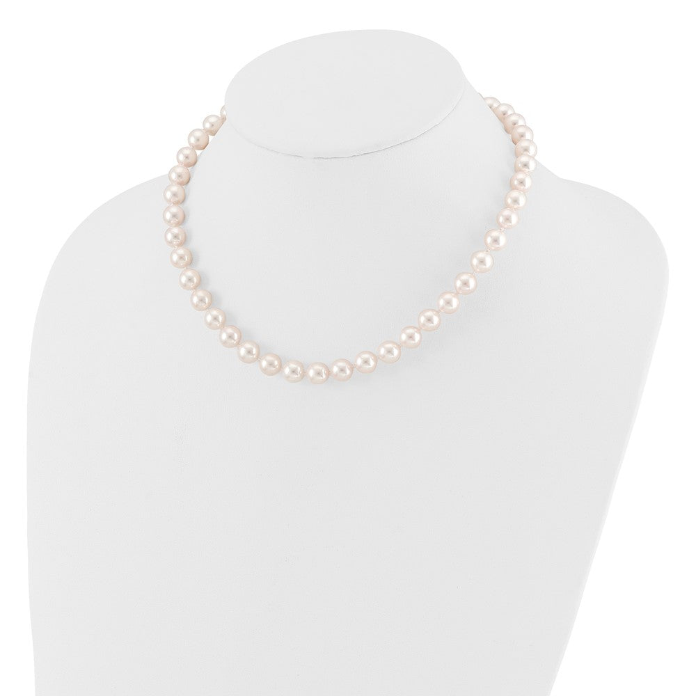14k 8-9mm White Round Akoya Saltwater Cultured Pearl 16 inch Necklace