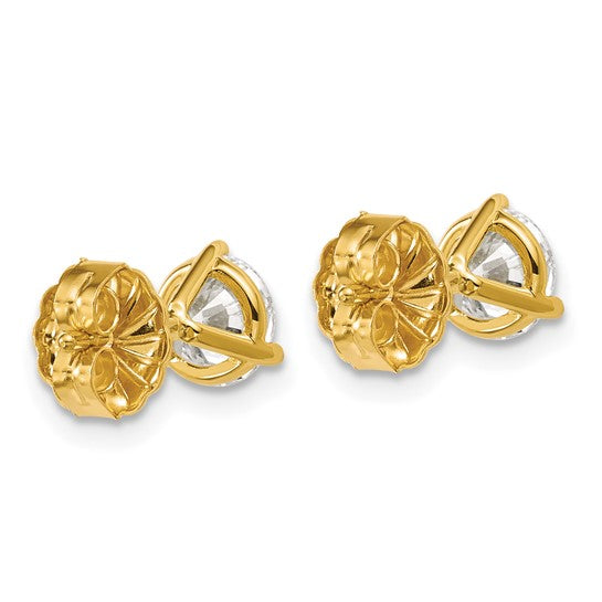 14k Yellow Gold 1 1/2 ctw Certified Lab Grown Diamond VS+ F+ Round 3 Prong Heavy Wt. Stud Earrings