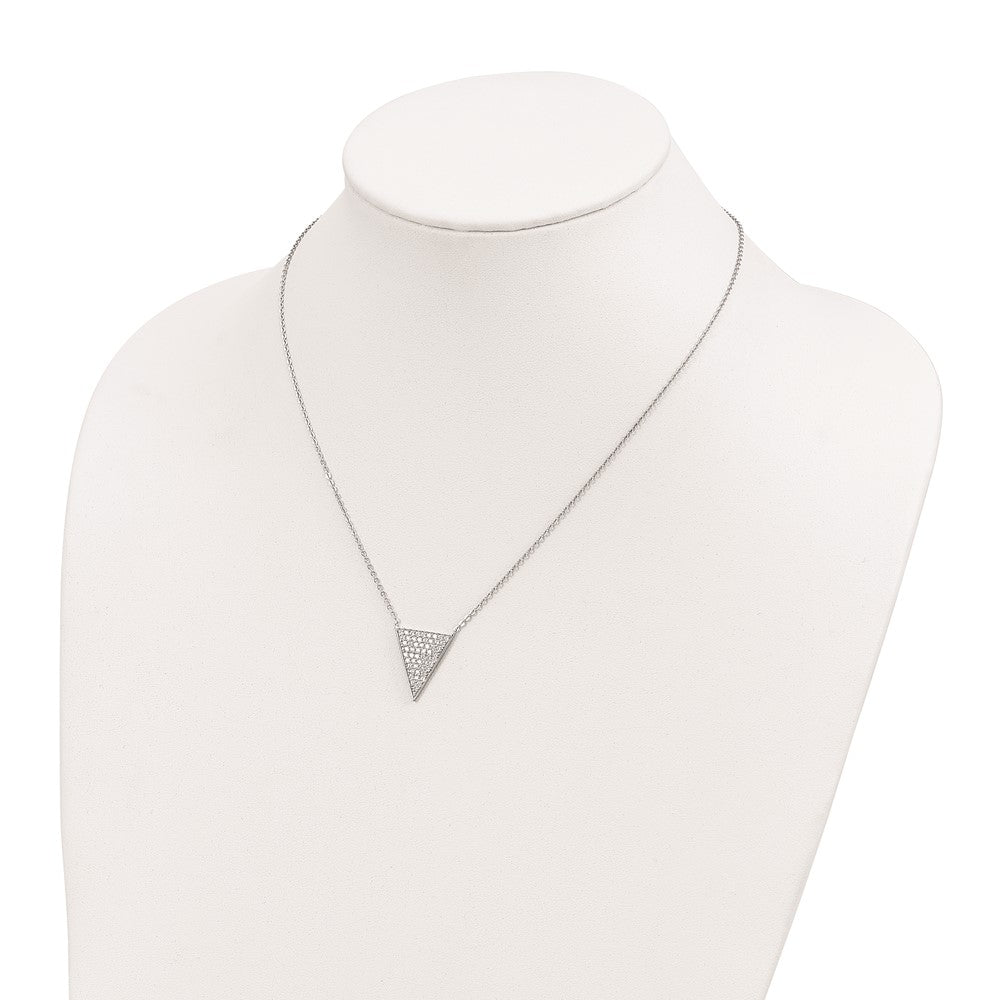 Sterling Silver Rhodium-plated CZ Triangle Dangle Necklace 18 Inches
