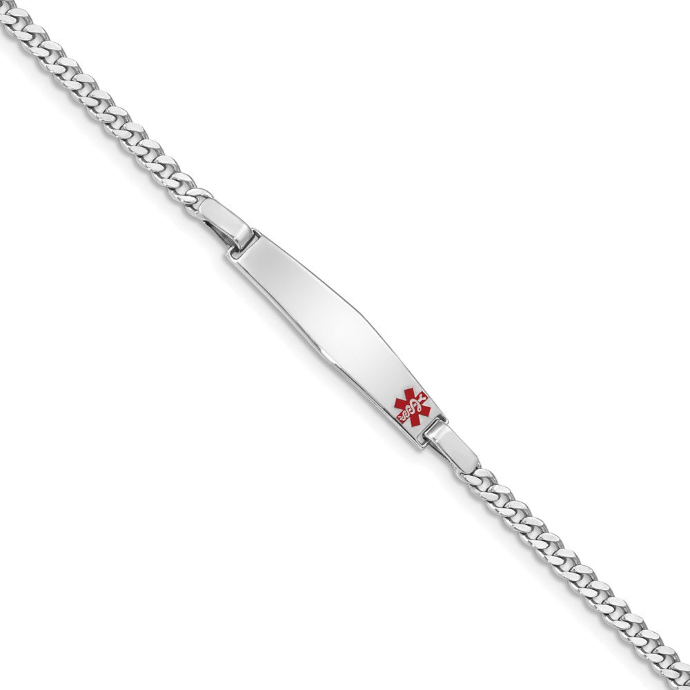 Sterling Silver Rhodium-plated Medical ID Curb Link Bracelet 8 inches