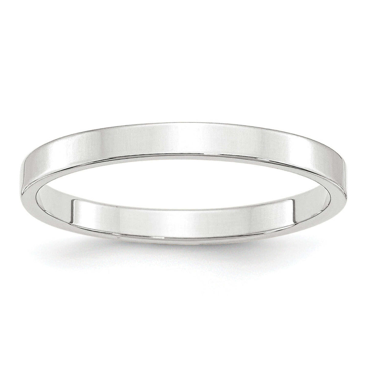 Primal Gold 10 Karat White Gold 2.5mm Lightweight Flat Band Size 10