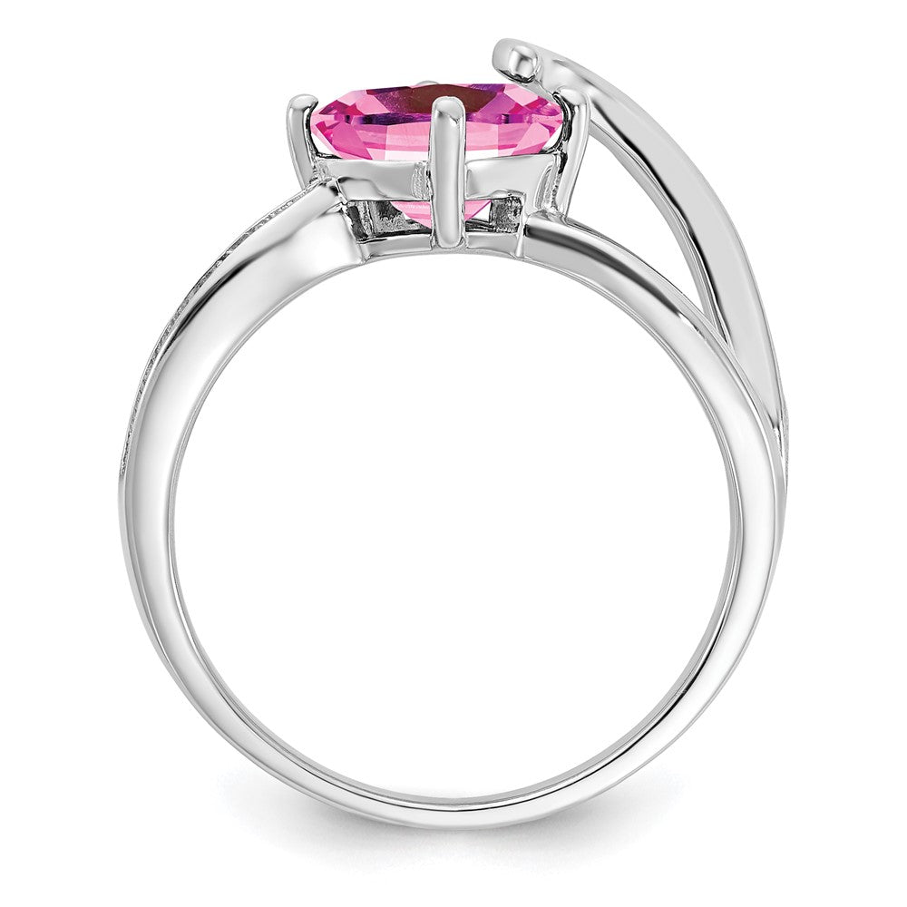 Sterling Silver ANC CR Pink Sapphire & Diamond Ring