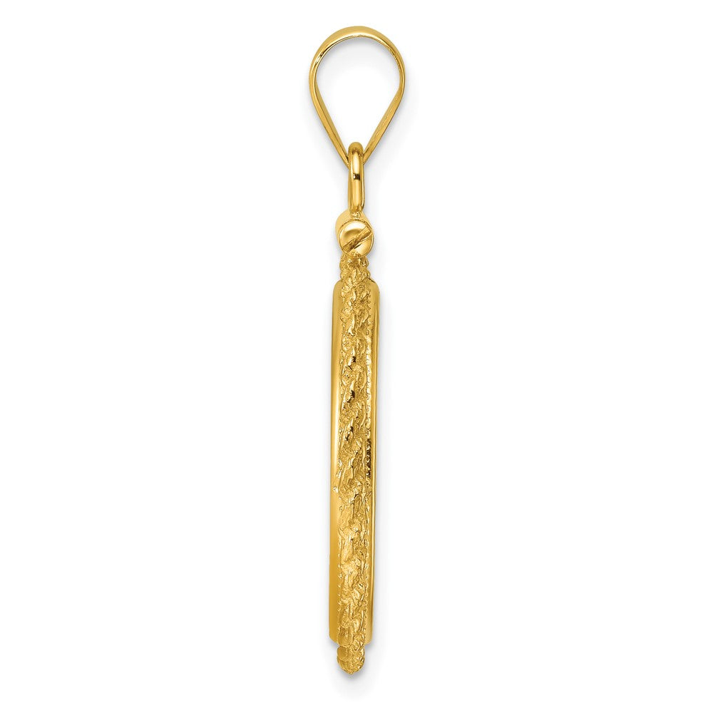 Wideband Distinguished Coin Jewelry 14k Polished Casted Rope 18.0mm x 1.35mm Screw Top Coin Bezel Pendant