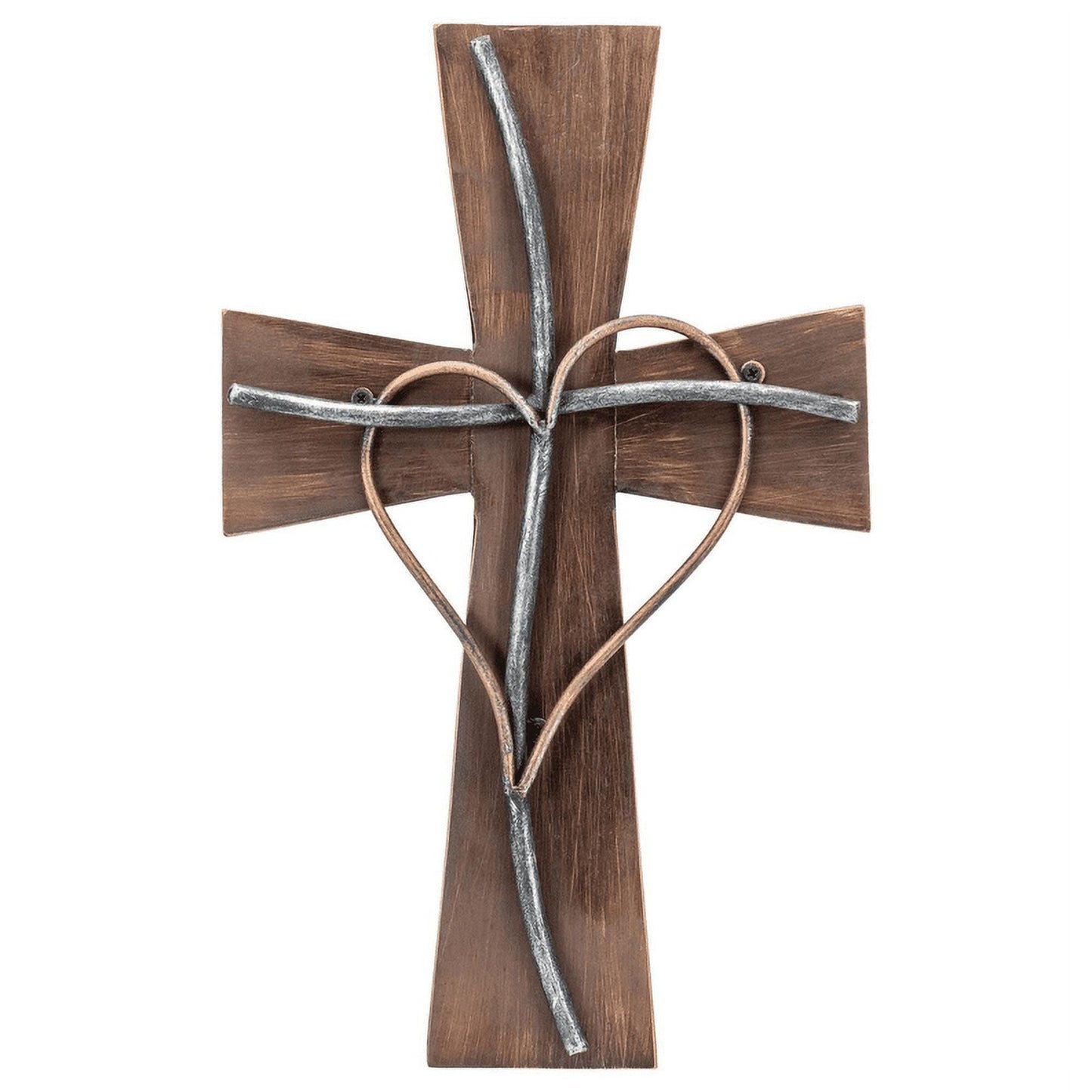Espres Silver Copper Wood Metal Wall Cross