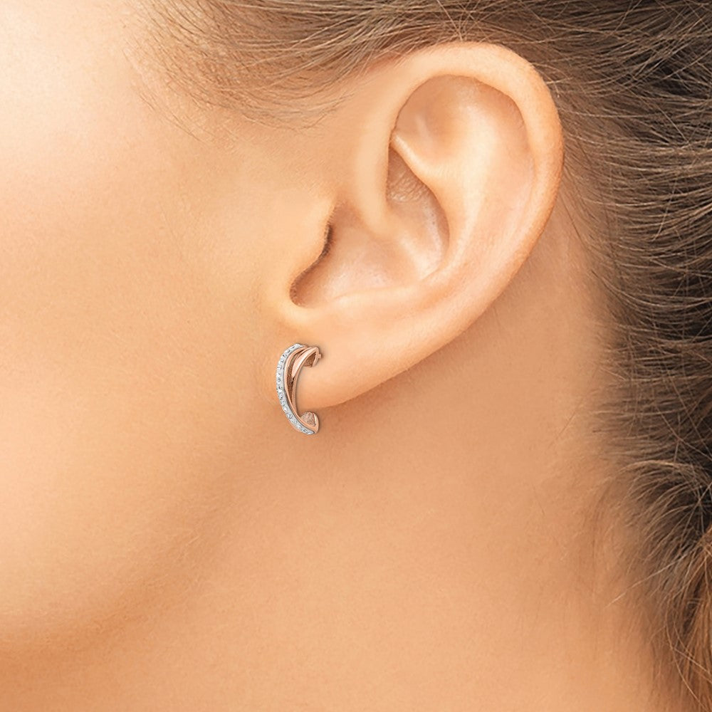 Stainless Steel Polished Rose IP-plated w/Preciosa Crystal Post Earrings