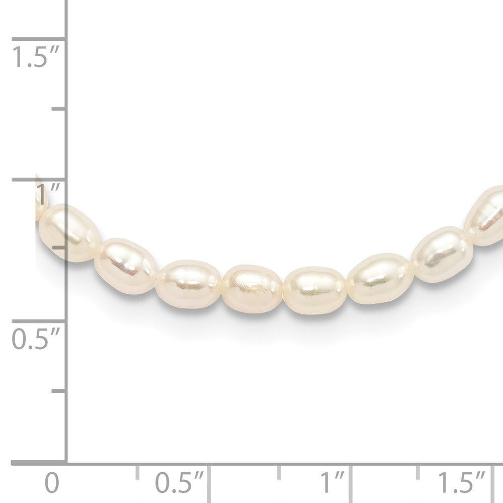 Sterling Silver Rhodium-plate 4-5mm White Rice Freshwater Cultured Pearl Children's 13 inch Necklace 13 Inches