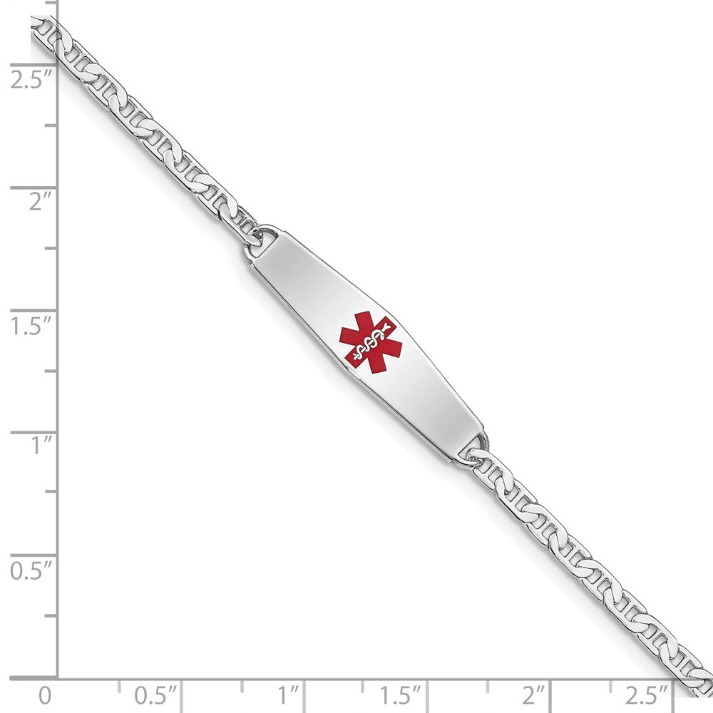 Sterling Silver Rhodium-plated Medical ID Anchor Link Bracelet 7 inches