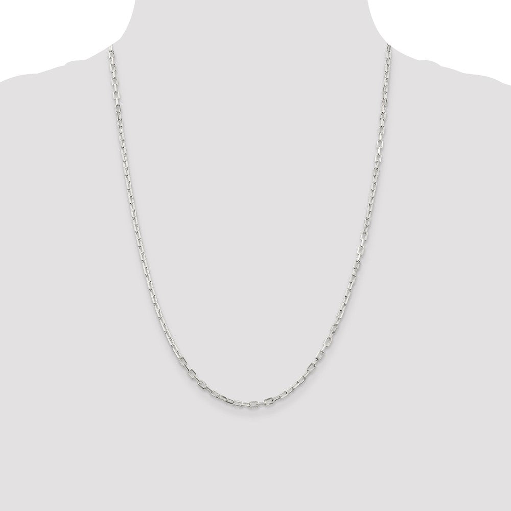 Sterling Silver 2.9mm Diamond-cut Long Link Cable Chain 24 Inches