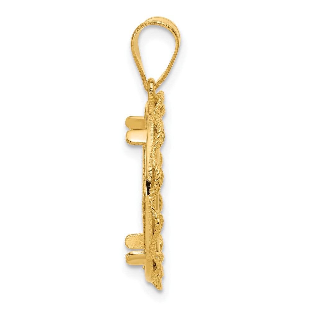 14k Polished Rope with 16.5mm Prong Coin Bezel Pendant