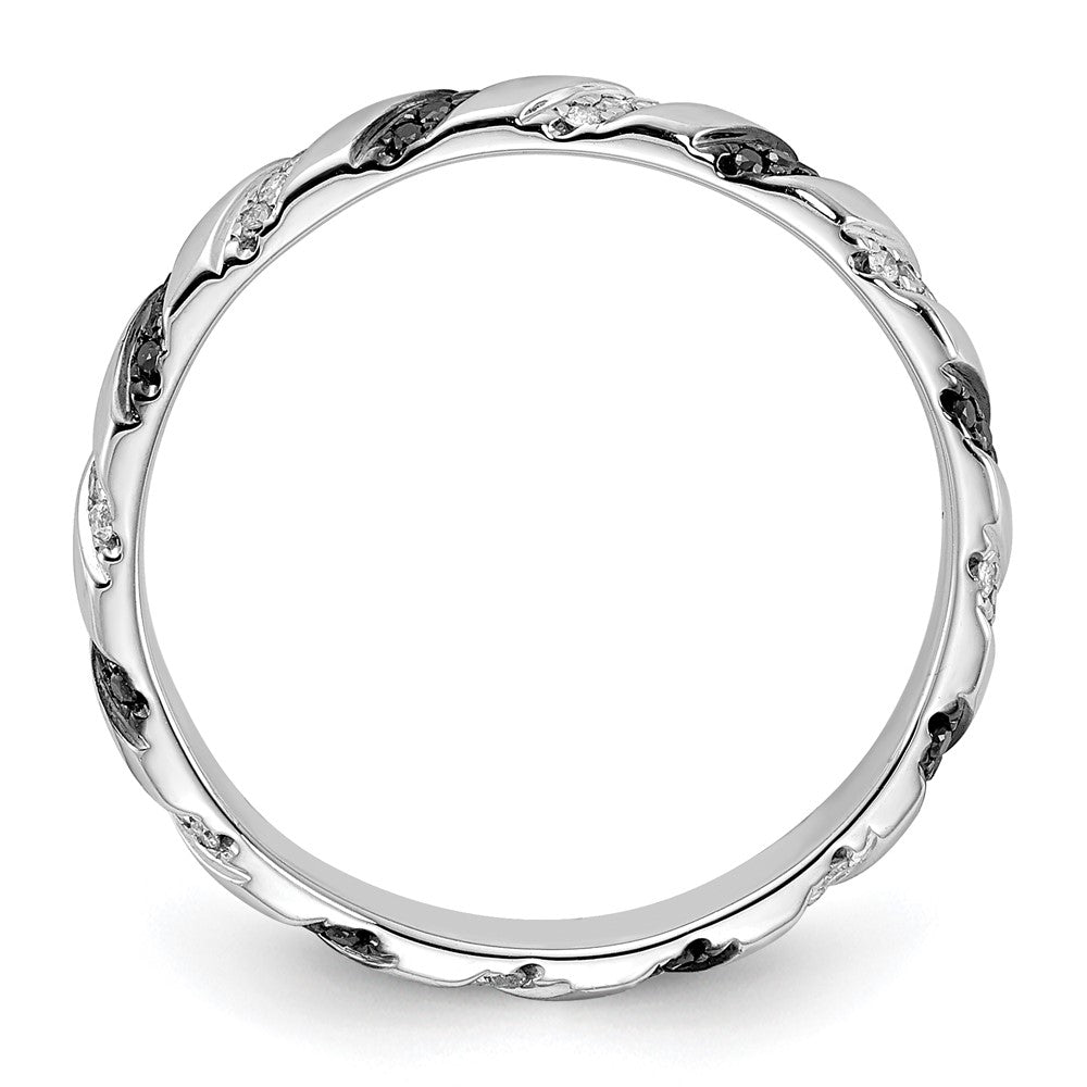 Sterling Silver Stackable Expressions Black & White Diamond Ring