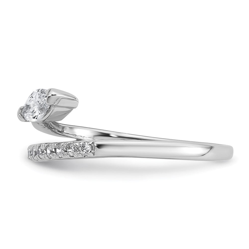 Sterling Silver Rhodium-plated Polished Fancy Marquise and Round CZ Size 8 Ring