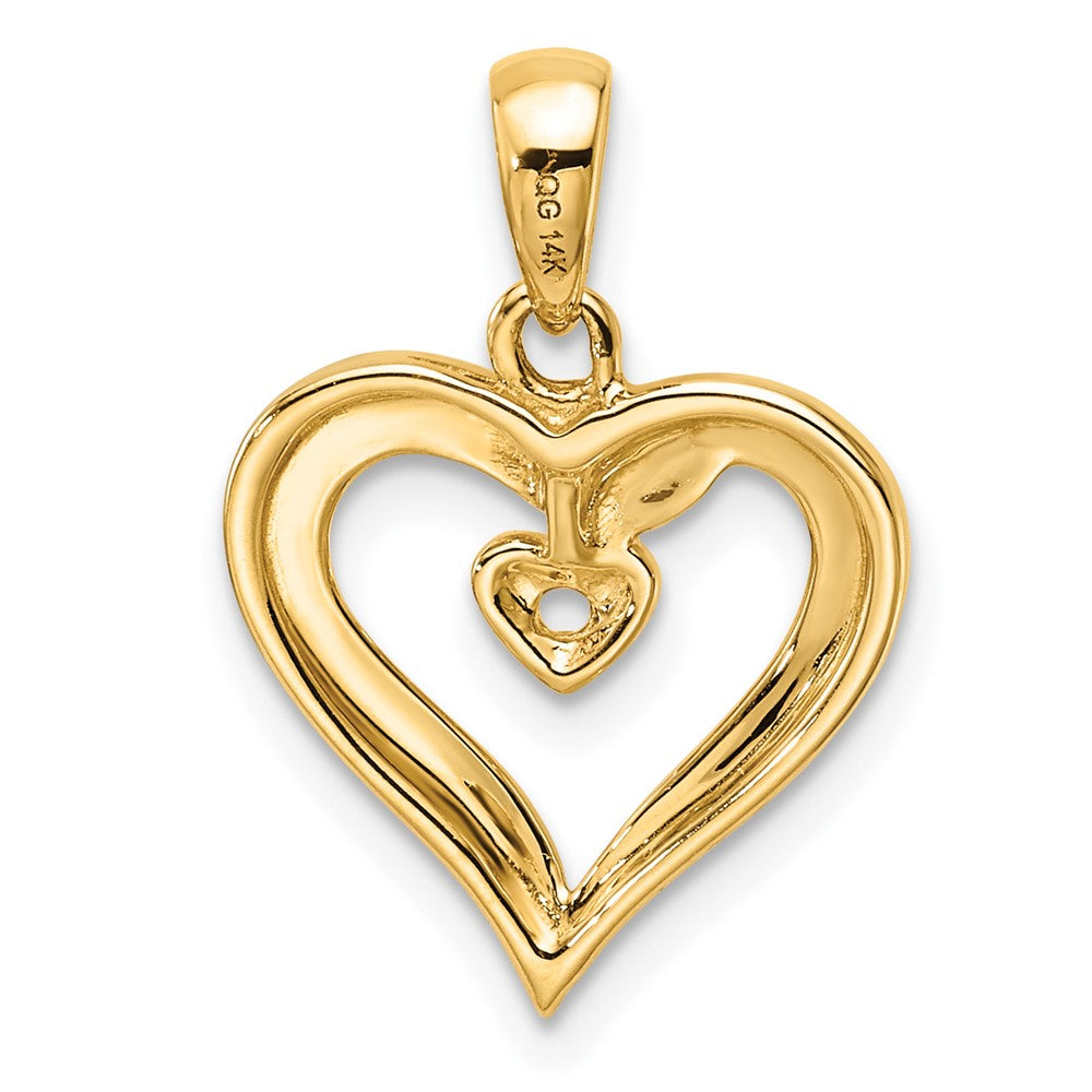 14k Holds 1-1.6mm Stone Heart Pendant Mounting