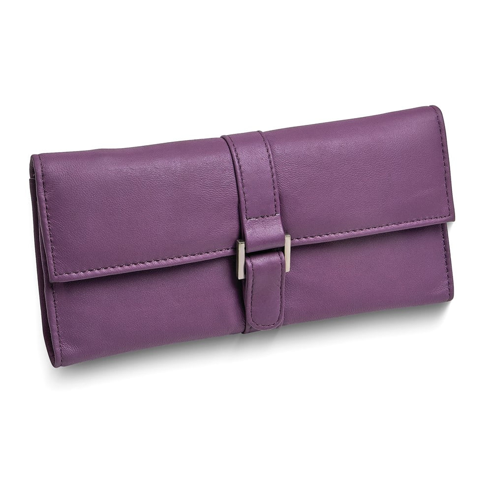 Purple Leather Snap Buckle Jewelry Wallet with Removable Zippered Pouch GM17718