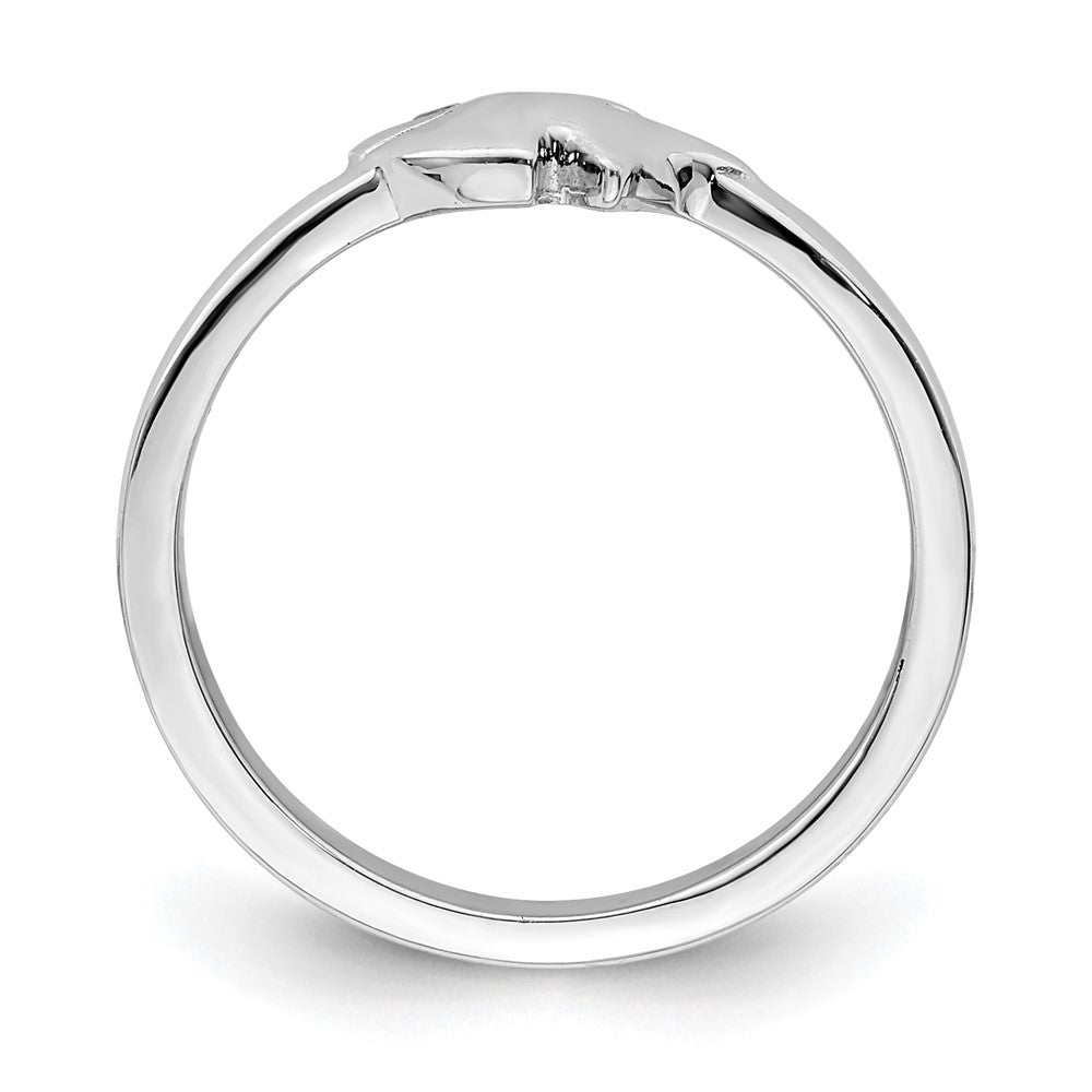 Sterling Silver Rhodium-plated Childs Satin CZ Fish Ring