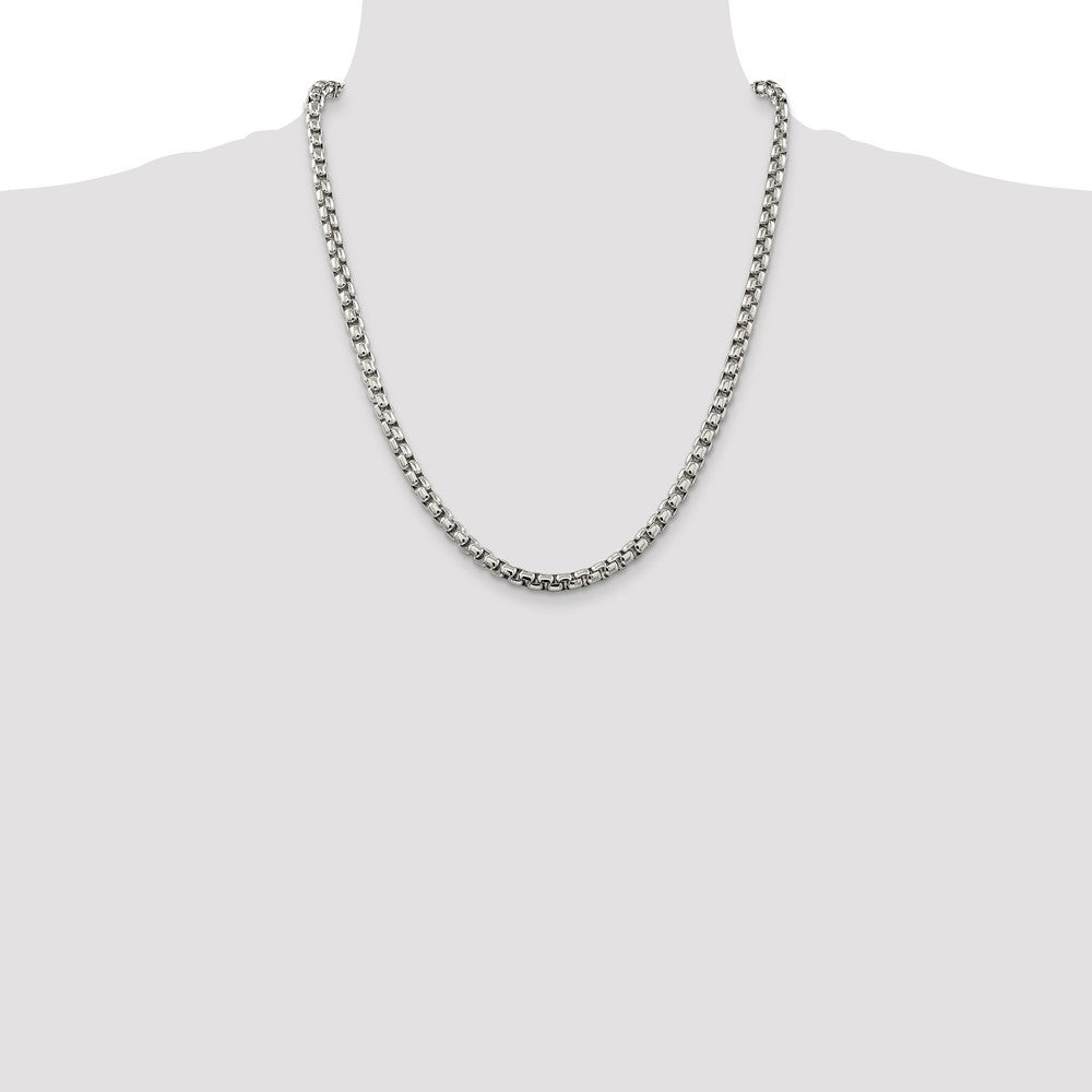 Sterling Silver 5.2mm Round Box Chain 22 Inches