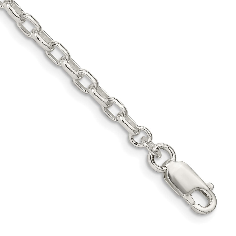 Sterling Silver 3.2mm Oval Fancy Rolo Chain 7 inches